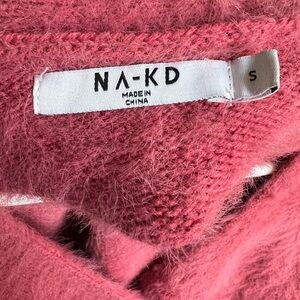 NA-KD Pink Knitted Fuzzy Cardigan